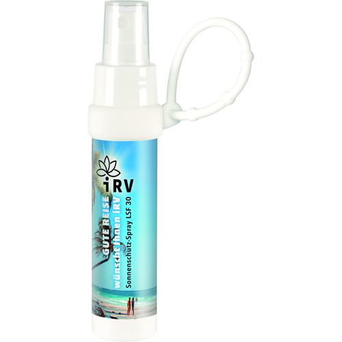 50 ml Sprayflasche 'Slim' mit Hand-Desinfektionsspray - inkl. Loopi (Art.-Nr. CA451744) - Schmale, handliche weiße Sprühflasc...