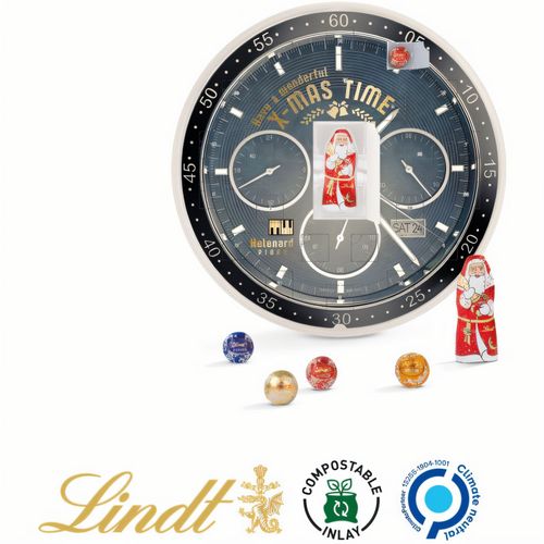 Adventskalender rund, Lindt Mischung (Art.-Nr. CA007189) - Runder Adventskalender mit Karton-Deckbl...