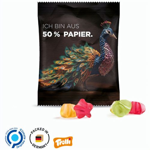 Minitüte, 10 g, Folie weiß mit 50% Papieranteil, Trolli Fruchtgummi Sterne, 10% Fruchtsaft (Art.-Nr. CA106360) - Trolli Fruchtgummi in Tüte aus weiß...