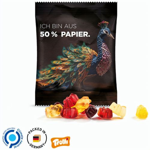 Minitüte,10 g, Folie mit 50% Papieranteil, weiß, Trolli Fruchtgummibären, 30% Fruchtsaftqualität (Art.-Nr. CA106804) - Trolli Gummibärchen in Tüte aus weiße...