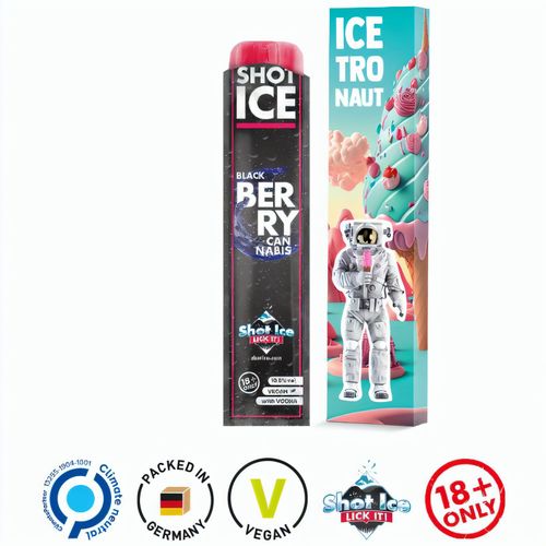 Long Box, Shot Ice - Black Berry Canabis 10,5% vol (Art.-Nr. CA118848) - Werbeverpackung, aus weißem Karton...