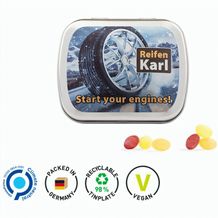 Klappdose, silber-blank, Mini Bonbons Frucht Mix (silber) (Art.-Nr. CA131165)