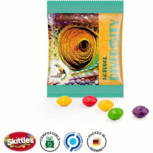 Minitüte, 10 g, kompostierbare Folie weiß, Skittles Fruits Kaubonbons (Art.-Nr. CA163877) - Skittles Fruits in Tüte aus weißer Fol...