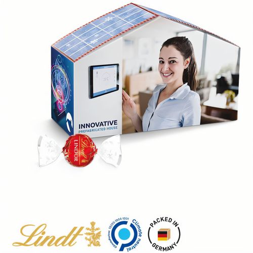 Haus Präsent, Lindt LINDOR Milchkugeln (Art.-Nr. CA256594) - Haus Verpackung aus weißem Karton...