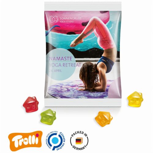 Maxitüte, 50 g, Folie weiß, Trolli Fruchtgummi Haus, 10% Fruchtsaft (Art.-Nr. CA262930) - Trolli Fruchtgummi in Tüte aus weiß...