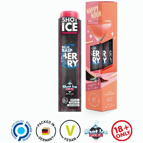 Big Box Shot Ice 3er, Blue Raspberry mit Wodka, Alkohol 10,5% vol (Art.-Nr. CA303001) - Werbeverpackung aus weißem Karton, mi...