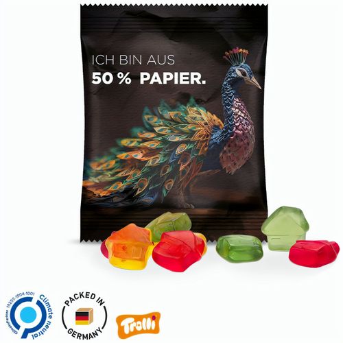 Minitüte, 15 g, Folie weiß mit 50% Papieranteil, Trolli Fruchtgummi Haus, 10% Fruchtsaft (Art.-Nr. CA321846) - Trolli Fruchtgummi in Tüte aus weiß...