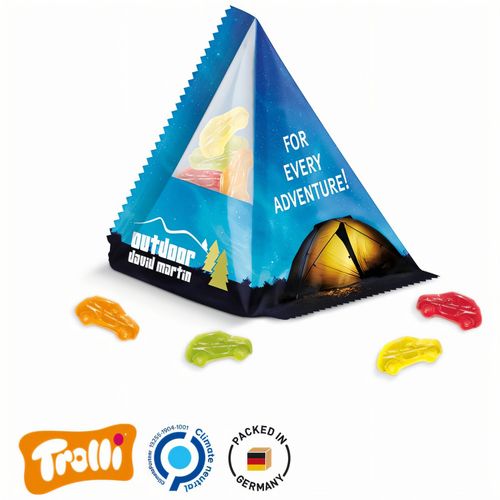 Fruchtgummi Tetraeder, Folie transparent, Trolli Fruchtgummi Autos, 10% Fruchtsaft (Art.-Nr. CA368309) - Trolli Fruchtgummi im Tetraeder aus...