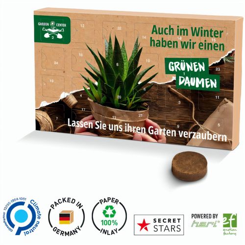 Wachsender Adventskalender Eco L, Papierblister, 24 Samentütchen & Substrattabletten (Art.-Nr. CA371050) - Wand Adventskalender mit Vollkartonhüll...