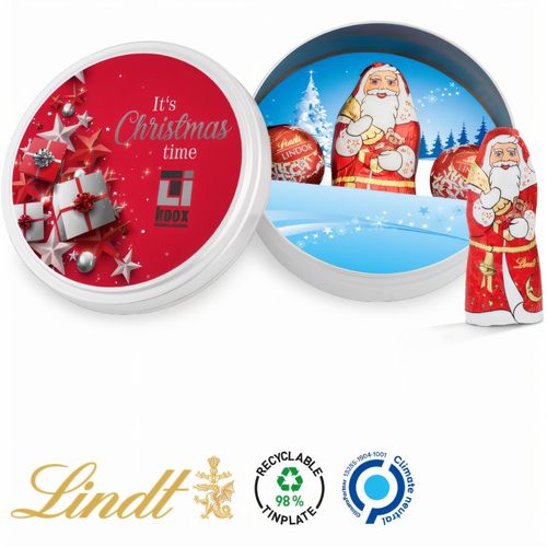 Weihnachtsdose, Lindt Mischung (Art.-Nr. CA378600) - Runde weiße Dose mit Stülpdeckel, Wei...