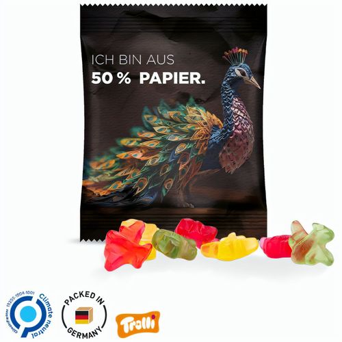 Minitüte, 10 g, Folie weiß mit 50% Papieranteil, Trolli Fruchtgummi Flugzeuge, 10% Fruchtsaft (Art.-Nr. CA380709) - Trolli Fruchtgummi in Tüte aus weiß...