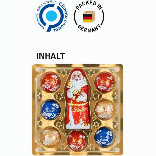 Lindt Präsent im Werbeschuber, Kleine Kostbarkeiten Santa (Art.-Nr. CA407503) - Lindt Mischung Weihnachten im Standard-W...