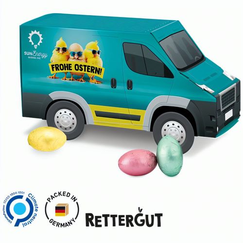 Transporter Präsent, Rettergut Ostereier (Art.-Nr. CA424215) - Transporter Verpackung aus weißem Karto...