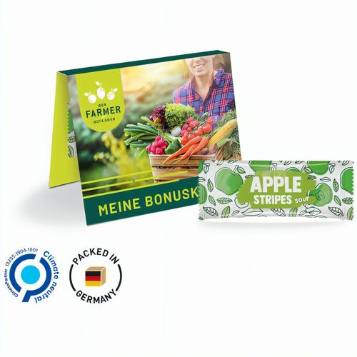 Werbekarte Midi, Fruit Stripes Apple sour (Art.-Nr. CA431042) - Werbekarte Midi aus weißem Karton un...