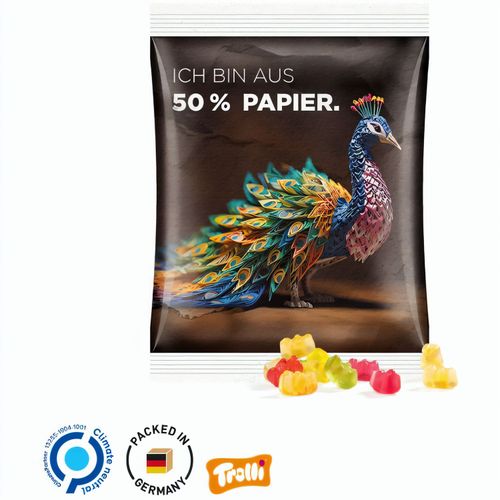 Maxitüte, 50 g, Folie mit 50% Papieranteil, weiß, Trolli Premium Bärchen, 10% Fruchtsaft (Art.-Nr. CA432002) - Trolli Fruchtgummi in Tüte aus weiß...