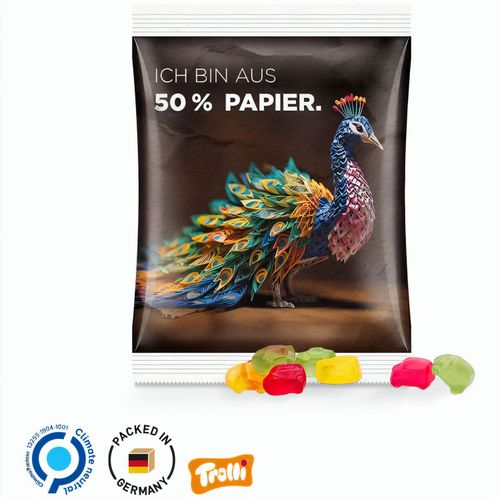 Maxitüte, 50 g, Folie mit 50% Papieranteil, weiß, Trolli Fruchtgummi Auto-Mischung, 10% Fruchtsaft (Art.-Nr. CA539419) - Trolli Fruchtgummi in Tüte aus weiß...