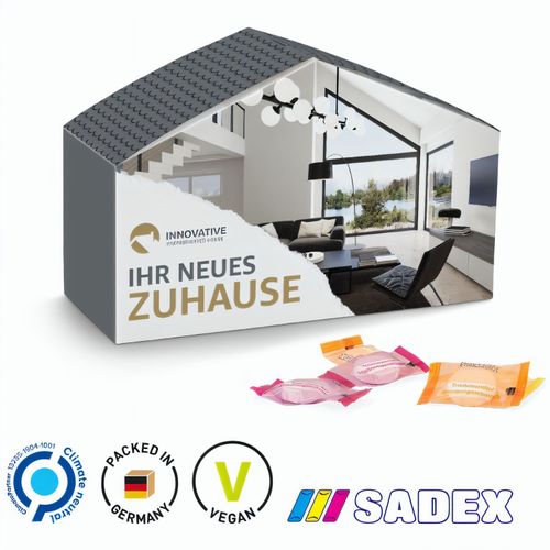 Haus Präsent, Sadex Traubenzucker (Art.-Nr. CA541635) - Haus Verpackung aus weißem Karton...