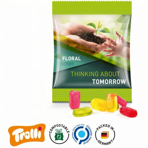 Minitüte,15 g, kompostierbare Folie weiß, Trolli Fruchtgummi Handy, 10% Fruchtsaft (Art.-Nr. CA656167) - Trolli Fruchtgummi in Tüte aus weiß...