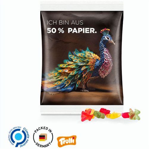 Maxitüte, 50 g, Folie mit 50% Papieranteil, weiß, Trolli Fruchtgummi Flugzeuge,  10% Fruchtsaft (Art.-Nr. CA683178) - Trolli Fruchtgummi in Tüte aus weiß...