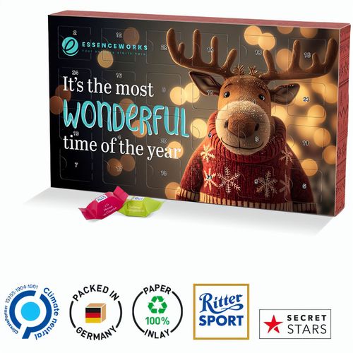 Adventskalender Eco L, Ritter SPORT Schokowürfel (Art.-Nr. CA727949) - Adventskalender in Vollkartonhülle mi...