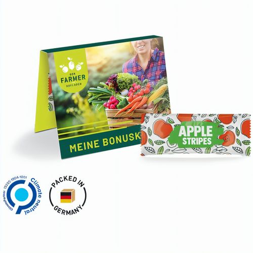 Werbekarte Midi, Fruit Stripes Apple (Art.-Nr. CA758656) - Werbekarte Midi aus weißem Karton un...