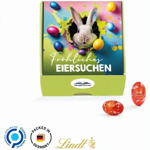 Klappbox, LINDOR Mini Ostereier (Art.-Nr. CA891765) - Schoko Ostereier in der Werbebox aus...