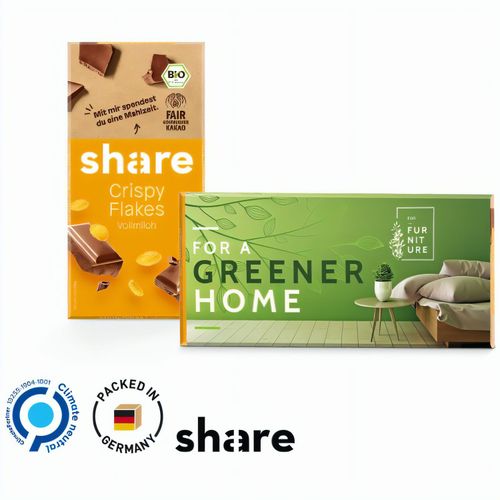 Bio Share Schokolade Crispy Flakes (Art.-Nr. CA899530) - Werbeschuber aus weißem Karton, individ...