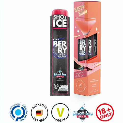 Big Box Shot Ice 3er, Black Berry Canabis mit Wodka, Alkohol 10,5% vol (Art.-Nr. CA930177) - Werbeverpackung aus weißem Karton, mi...