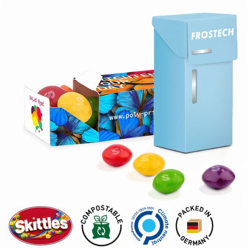 Slim Box Mini, Skittles Fruits Kaubonbons (Art.-Nr. CA968900) - Box mit "Klick-Verschluss" aus weiße...