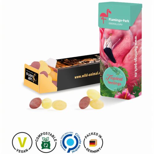 Slim Box,  Micro-Bonbons Frucht Mix (Art.-Nr. CA982877) - Box mit "Klick-Verschluss" aus weiße...