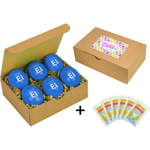 LogoEi 6er  Snack-Box (Art.-Nr. CA023504) - 6 x LogoEi, Farbe Blau, inkl. Druck 1c,...