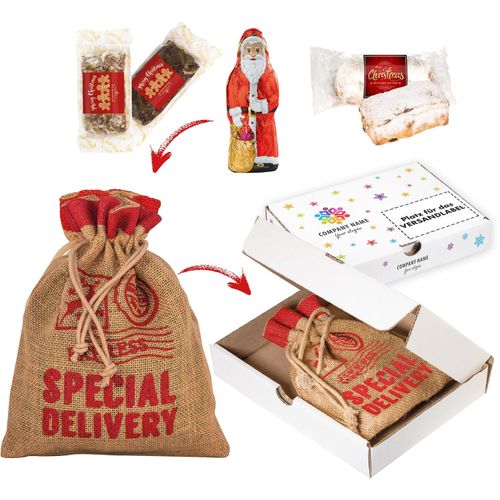 Weihnachts Mix mit Versandbox (Art.-Nr. CA155140) - 1 Jute Sack mit Standard-Druck "Made in...