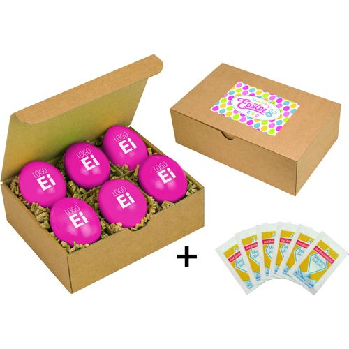 LogoEi 6er  Snack-Box (Art.-Nr. CA202536) - 6 x LogoEi, Farbe Pink, inkl. Druck 1c,...