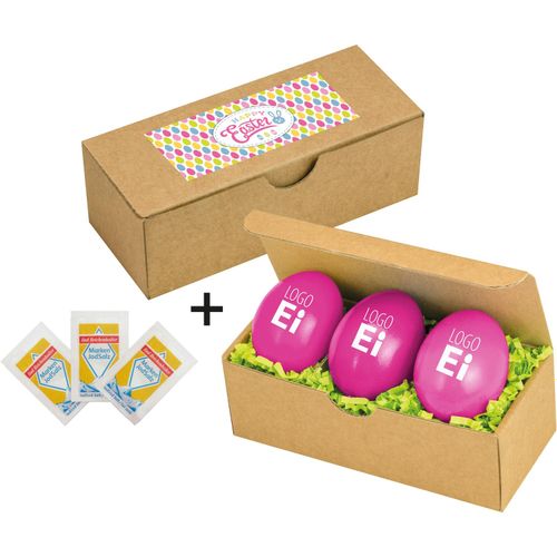 LogoEi 3er Snack-Box (Art.-Nr. CA269958) - 3 x LogoEi, Farbe Pink, inkl. Druck 1c,...