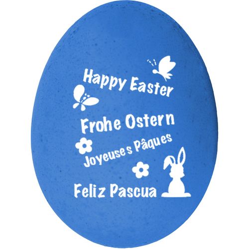 Happy Egg Frohe Ostern (Art.-Nr. CA374808) - 1 buntes Qualitäts-Ei Farbe Blau, bedru...