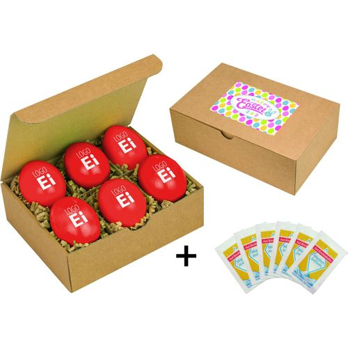 LogoEi 6er  Snack-Box (Art.-Nr. CA385534) - 6 x LogoEi, Farbe Rot, inkl. Druck 1c,...