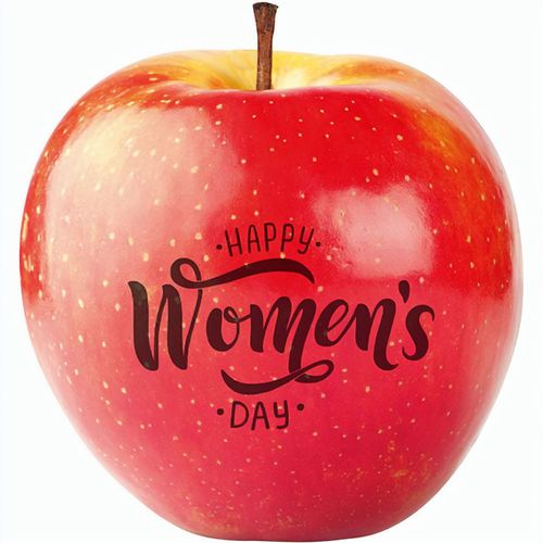 Apfel rot "Happy Women`s Day" (Art.-Nr. CA483897) - 1 Qualitäts-Apfel rot, inkl. LOGOFrucht...