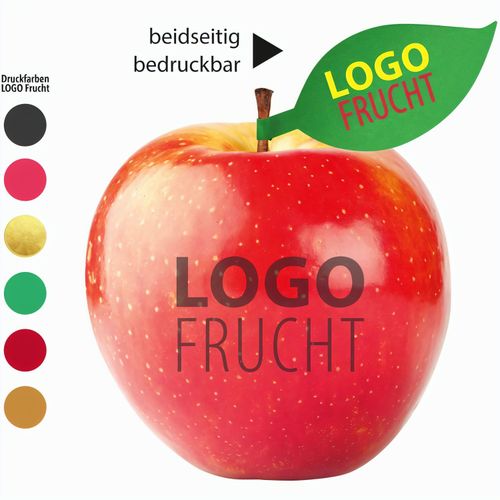 LogoFrucht Apfel rot mit Apfelblatt 4c (Art.-Nr. CA525304) - 1 Qualitäts-Apfel rot inkl. LOGOFrucht-...