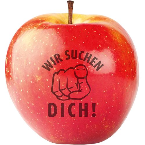 Apfel rot "Wir suchen Dich" (Art.-Nr. CA579521) - 1 Qualitäts-Apfel rot, inkl. LogoFrucht...