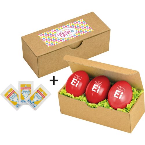 LogoEi 3er Snack-Box (Art.-Nr. CA583276) - 3 x LogoEi, Farbe Rot, inkl. Druck 1c,...