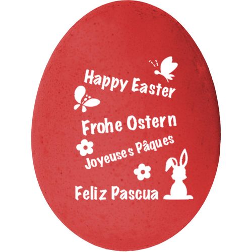 Happy Egg Frohe Ostern (Art.-Nr. CA619865) - 1 buntes Qualitäts-Ei Farbe Rot, bedruc...