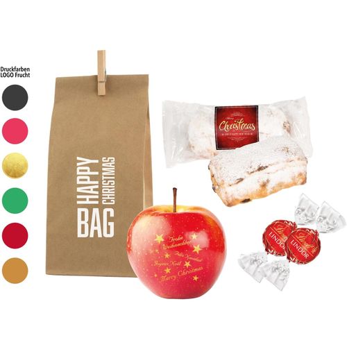 LogoFrucht XMas Bag No. 3 (Art.-Nr. CA794489) - 1 Qualitäts-Apfel rot inkl. LOGOFruch...