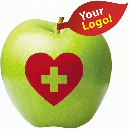 Apfel rot "Herz" mit Apfelblatt (Art.-Nr. CA859436) - 1 Qualitäts-Apfel grün inkl. LOGOFruch...