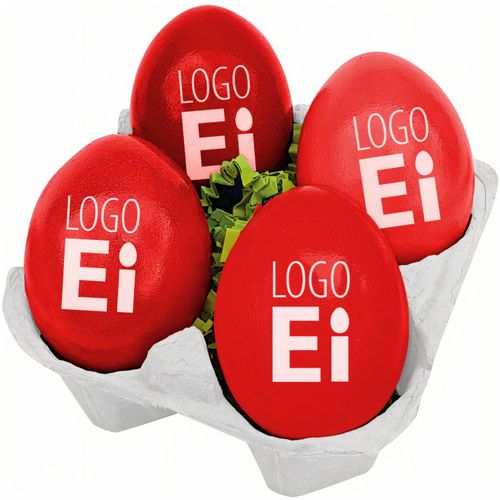 LogoEi 4er-Box (Art.-Nr. CA876018) - 4 LogoEier, Farbe Rot, inkl. LogoEi...