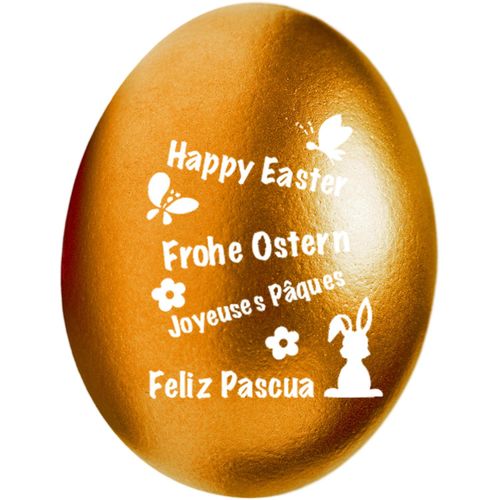Happy Egg Frohe Ostern (Art.-Nr. CA937007) - 1 buntes Qualitäts-Ei Farbe Gold, bedru...