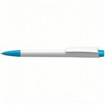 Kugelschreiber Zeno softtouch/high gloss Mn (softtouch weiss/cyan) (Art.-Nr. CA163829)