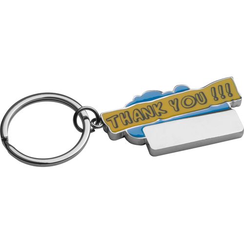 Schlüsselanhänger Thank you!!! (Art.-Nr. CA093271) - Schlüsselanhänger aus Metall mit farbl...