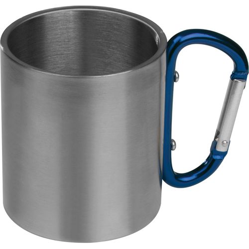 Tasse aus Metall mit Karabinerhaken, 200ml (Art.-Nr. CA099931) - Doppelwandige Tasse aus Edelstahl mit...