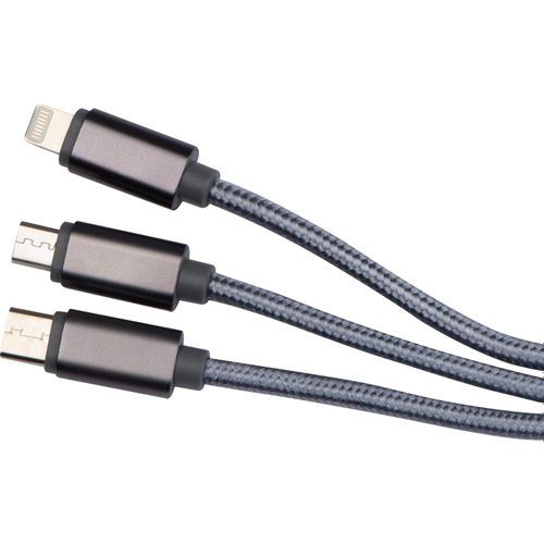4in1 Extralanges Ladekabel, USB, Micro USB, C Type und IOS (Art.-Nr. CA111573) - 4in1 Ladekabel aus Nylon, mit einer...