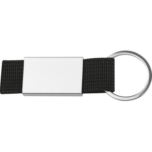 Schlüsselanhänger mit farbigem Stoffbändchen (Art.-Nr. CA123004) - Schlüsselanhänger mit farbigem Stoffb...